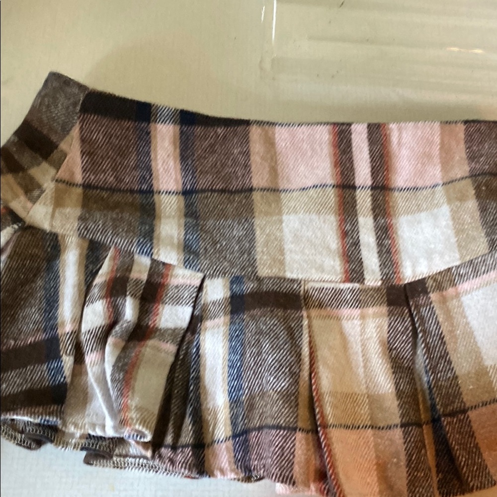 SHEIN Brown Tan Mini Skater Skirt Pleated